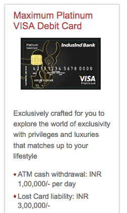 Indusind Maximum Platinum VISA Debit Card Review CardExpert