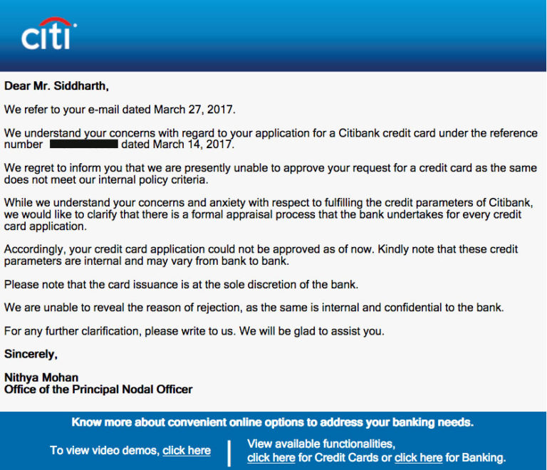 My Citibank Credit Card Application Rejected CardExpert