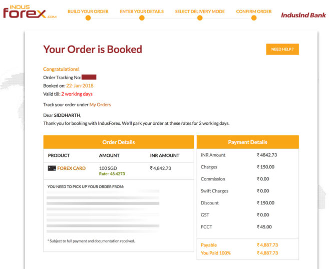 Indus forex card