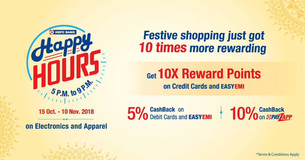 Happy Hours - 10X Reward Points on Electronics and Apparels