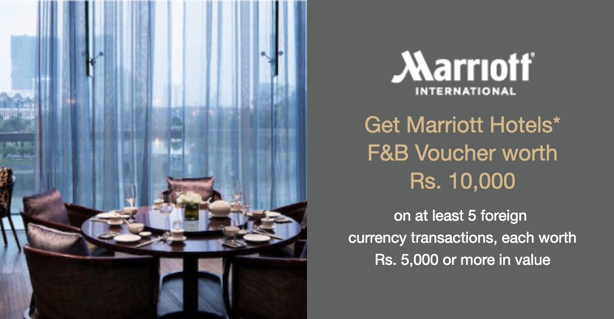 Get Marriott Dining Vouchers worth Rs.10,000 With Amex Plat Charge Card