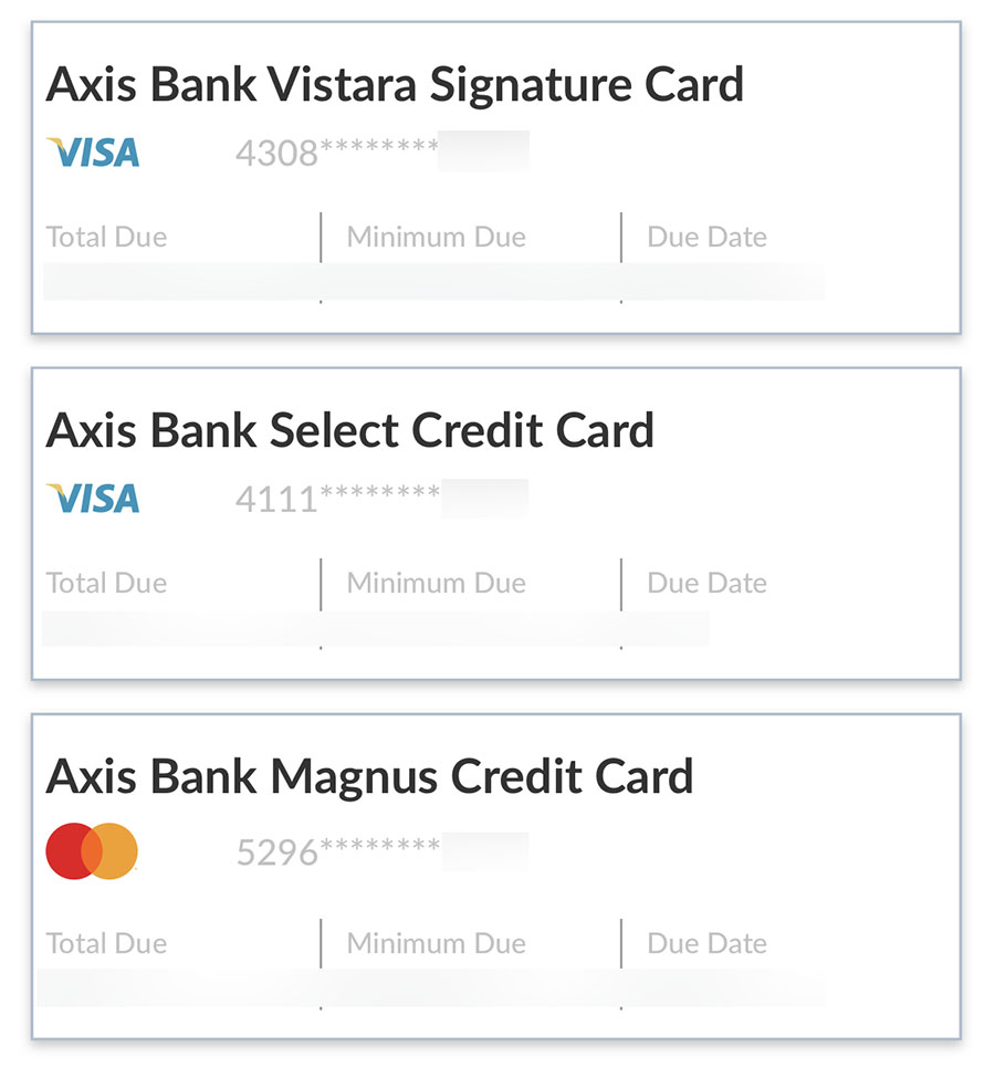 Axis bank credit cards on app