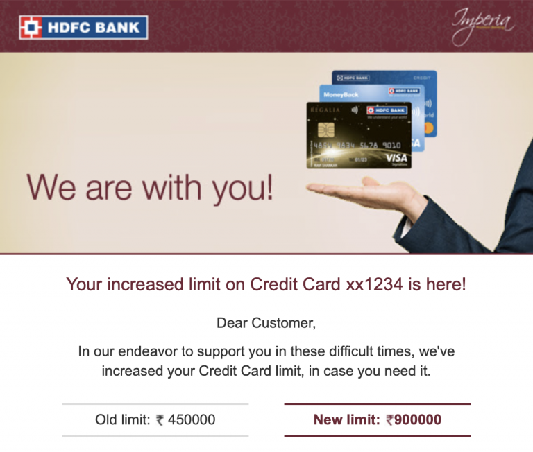 HDFC Bank’s Covid19 Special Offer 2X Credit Limit Enhancement