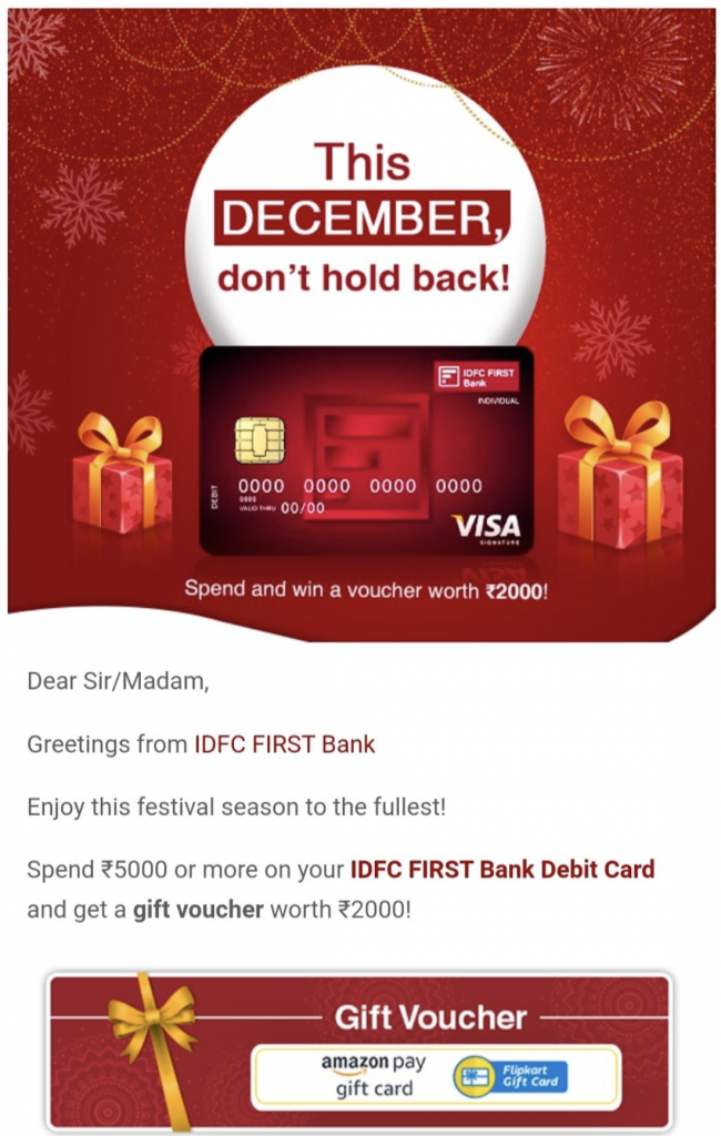 IDFC Debit card offer