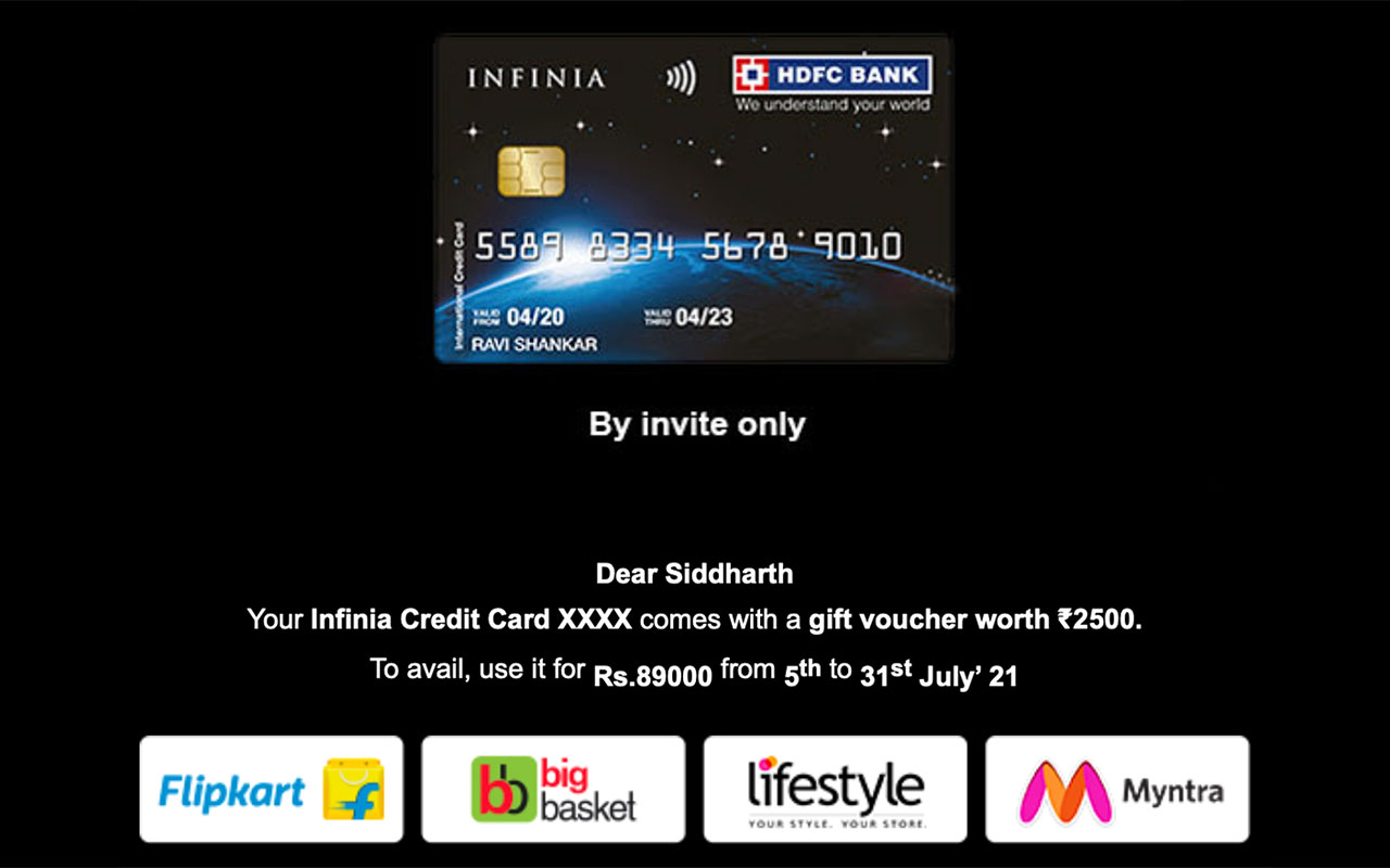 hdfc credit card spend offer - July 2021