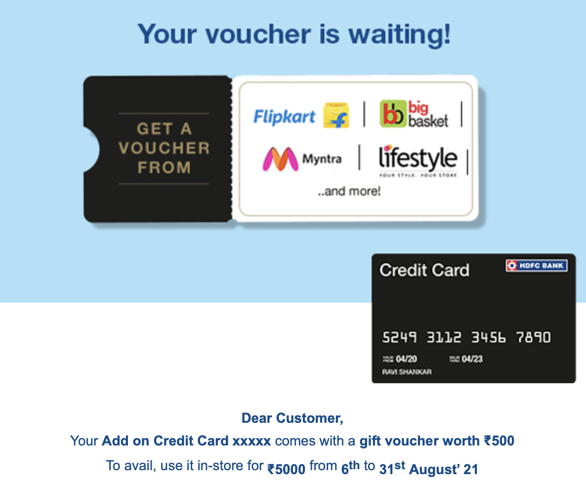 HDFC add on offer - Aug 2021