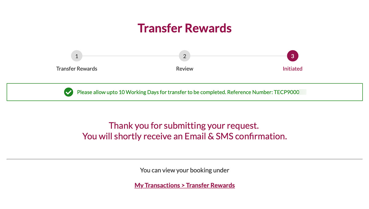 Convert Edge Rewards to Factors & Miles – CardExpert 4 Axis transfer rewards - confirmation