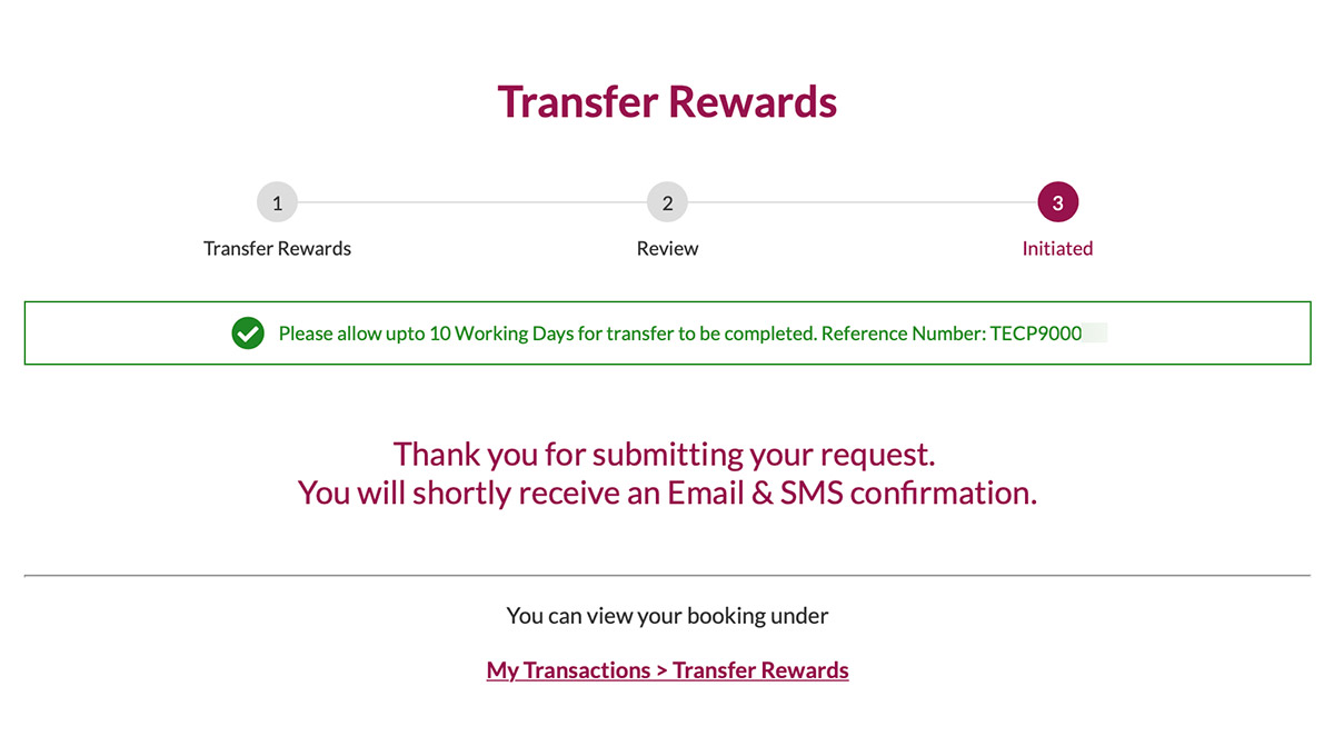 Axis transfer rewards - confirmation