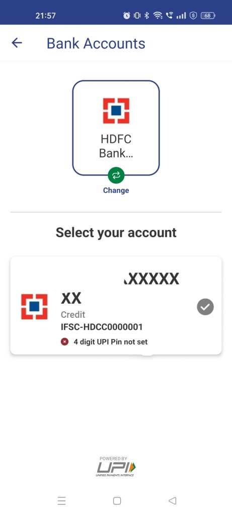 Credit card on UPI