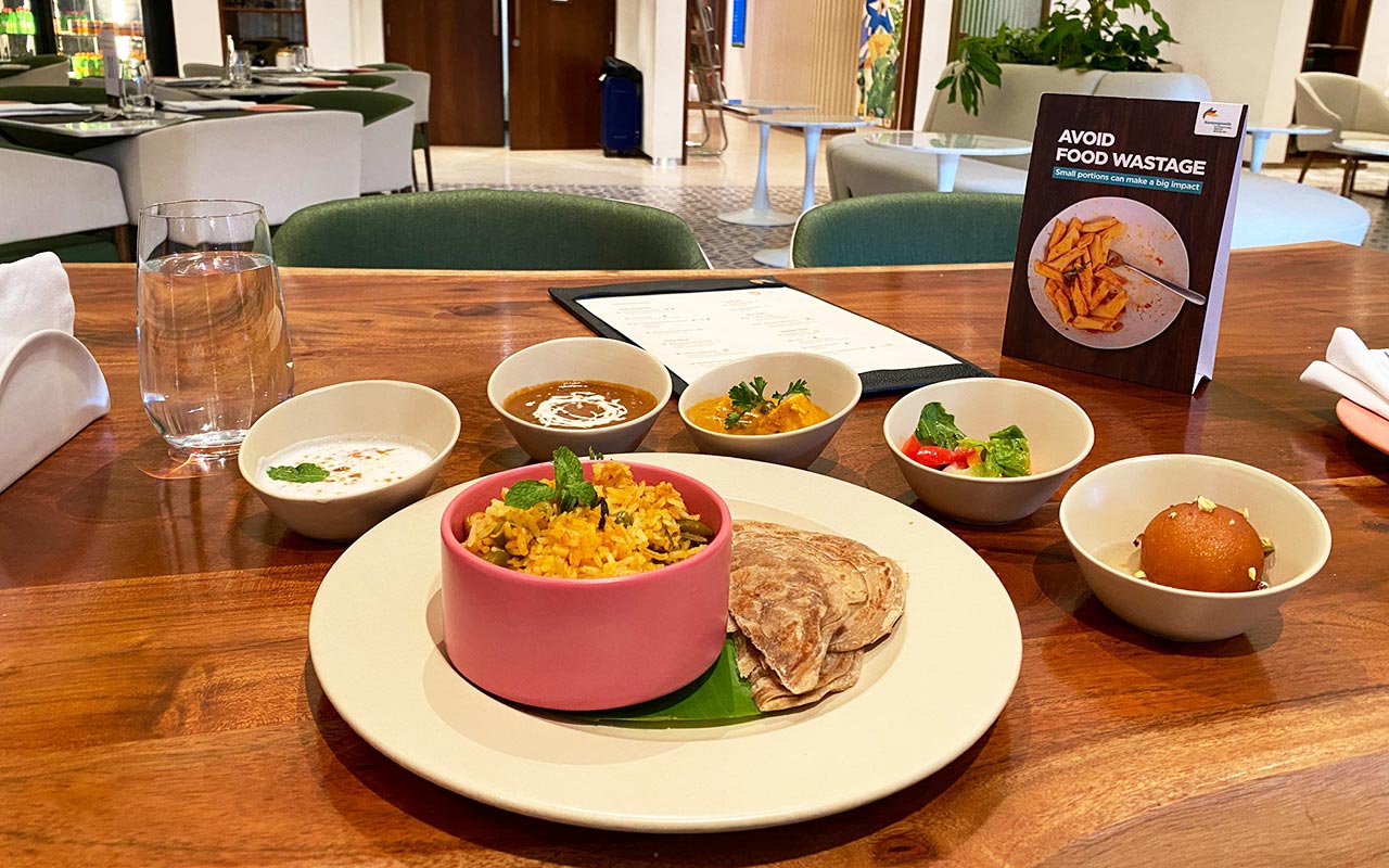 Veg thali meals at 080 arrival lounge