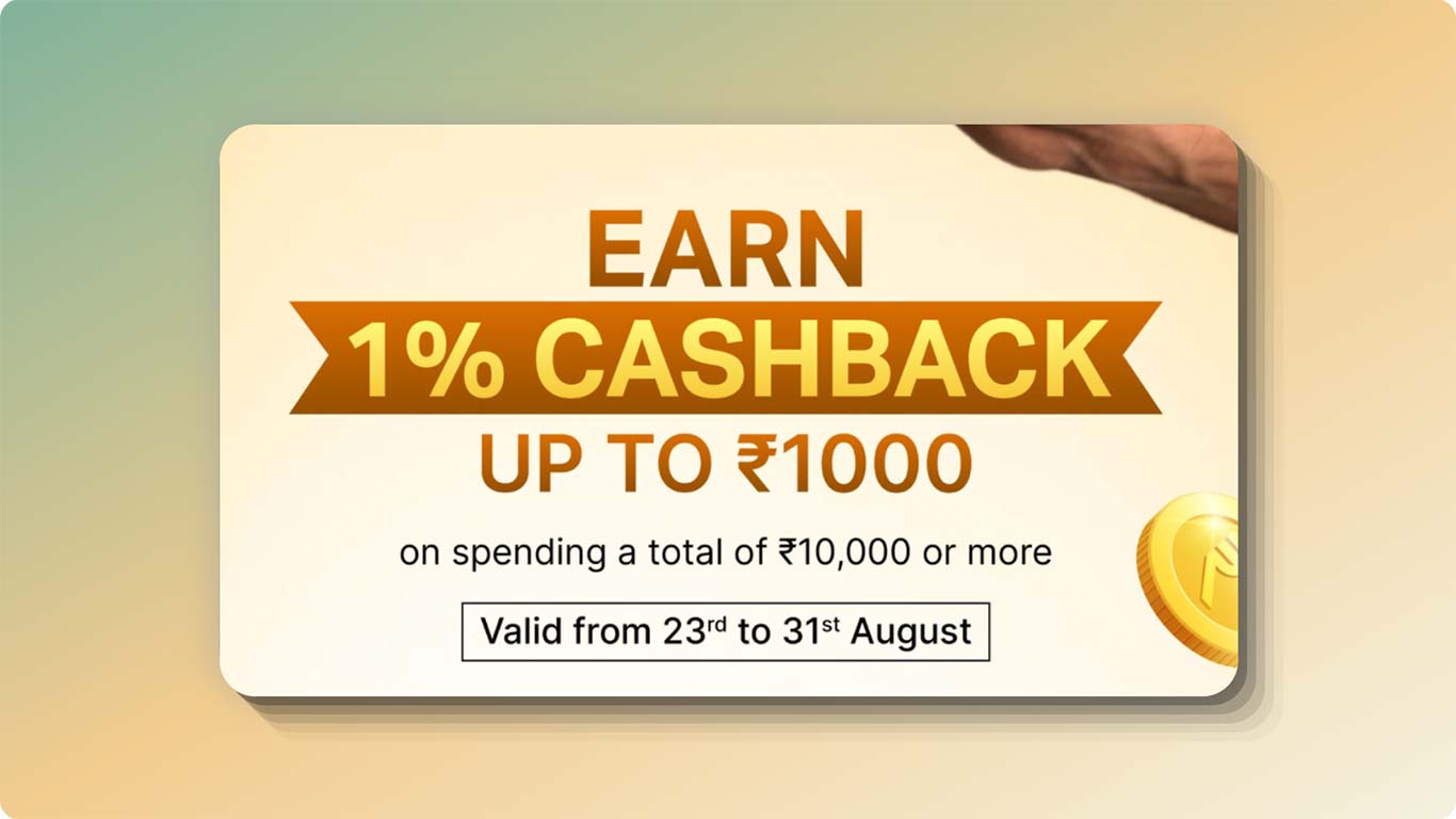 Earn 1% Cashback on INR 10,000+ Spends (Aug 2025) – CardExpert Earn 1% Cashback on INR 10,000+ Spends (Aug 2025) – CardExpert