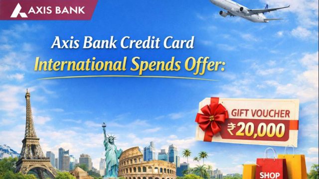 Axis Credit Card International Spends Offer: Get upto 20,000 INR worth voucher a month