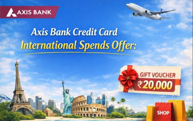 Axis Credit Card International Spends Offer: Get upto 20,000 INR worth voucher a month